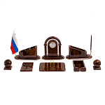 Настольный письменный набор с часами из природного камня обсидиана  Contract Extended варинант исполнения - 1 | Loft Concept в Тюмени