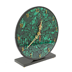 Часы настольные круглые из натурального камня Малахит Round Stone Clock варинант исполнения - 2 | Loft Concept в Тюмени
