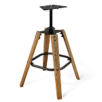 Барный стул со спинкой и подлокотниками на 4-х коричневых деревянных ножках Бежевый Велюр Ava Charm варинант исполнения - 6 | Loft Concept в Тюмени