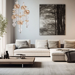 Люстра с плафонами из прозрачного и янтарного стекла в виде шаров и ромбов Gabriel Scott Luna варинант исполнения - 12 | Loft Concept в Тюмени