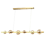 Люстра светодиодная линейная с 6-ю круглыми плафонами коньячного цвета Iona Chandelier Brass  варинант исполнения - 1 | Loft Concept в Тюмени