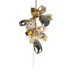 Люстра подвесная вытянутой формы с плафонами из стекла и металла с тремя вертикальными подвесками Gilded Mirage  варинант исполнения - 4 | Loft Concept в Тюмени