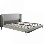 Кровать двуспальная серая с мягким изголовьем из экокожи и ткани Modern Look варинант исполнения - 2 | Loft Concept в Тюмени