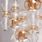 Люстра с плафонами из прозрачного и янтарного стекла в виде шаров и ромбов Gabriel Scott Luna варинант исполнения - 8 | Loft Concept в Тюмени