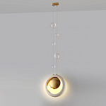 Подвесной светильник с бежевым текстурным кольцом и латунным шаром в центре Tactile  варинант исполнения - 5 | Loft Concept в Тюмени