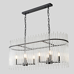 Люстра подвесная овальная со стеклянными прозрачными трубками и металлическим каркасом черного цвета Nembus варинант исполнения - 5 | Loft Concept в Тюмени