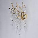 Бра золотого цвета с декоративными ветвями и прозрачными подвесками в форме листьев Droplet Chandelier варинант исполнения - 3 | Loft Concept в Тюмени