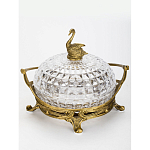 Конфетница из прозрачного рельефного стекла с ручкой и фигуркой лебедя Eden Garden варинант исполнения - 2 | Loft Concept в Тюмени