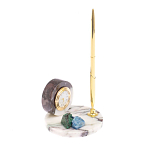 Часы настольные с шариковой металлической ручкой из натурального камня Stone Clock варинант исполнения - 2 | Loft Concept в Тюмени