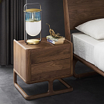 Прикроватный деревянный столик с 2-мя ящиками Moon Walnut Furniture варинант исполнения - 1 | Loft Concept в Тюмени