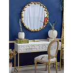 Зеркало круглое в фактурной золотистой раме из металла Mirror Golden Placer варинант исполнения - 2 | Loft Concept в Тюмени