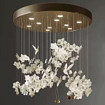 Люстра каскадная с белыми цветами и птицами Takeoff варинант исполнения - 1 | Loft Concept в Тюмени