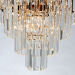 Люстра из черного металла с многоярусными подвесками из прозрачного хрусталя на золотой цепи Empire Black Chandelier Crystal варинант исполнения - 7 | Loft Concept в Тюмени