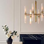 Люстра золотая с 16-ю тонкими цилиндрическими плафонами Shoulders варинант исполнения - 3 | Loft Concept в Тюмени