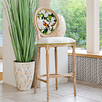 Барный стул золотистый из натурального бука с изображением птицы и цветов Blooming Birds варинант исполнения - 2 | Loft Concept в Тюмени