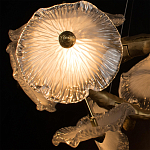 Люстра подвесная круглая с ветвистыми бронзовыми элементами и стеклянными рифлеными дисками Textured Glass Chandelier варинант исполнения - 5 | Loft Concept в Тюмени