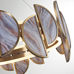 Люстра круглая с полукруглыми плафонами из искусственного алебастра в бронзовой оправе Marbella варинант исполнения - 4 | Loft Concept в Тюмени