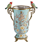 Ваза с двумя птичками из фарфора с бронзовыми элементами Garden of Eden варинант исполнения - 1 | Loft Concept в Тюмени