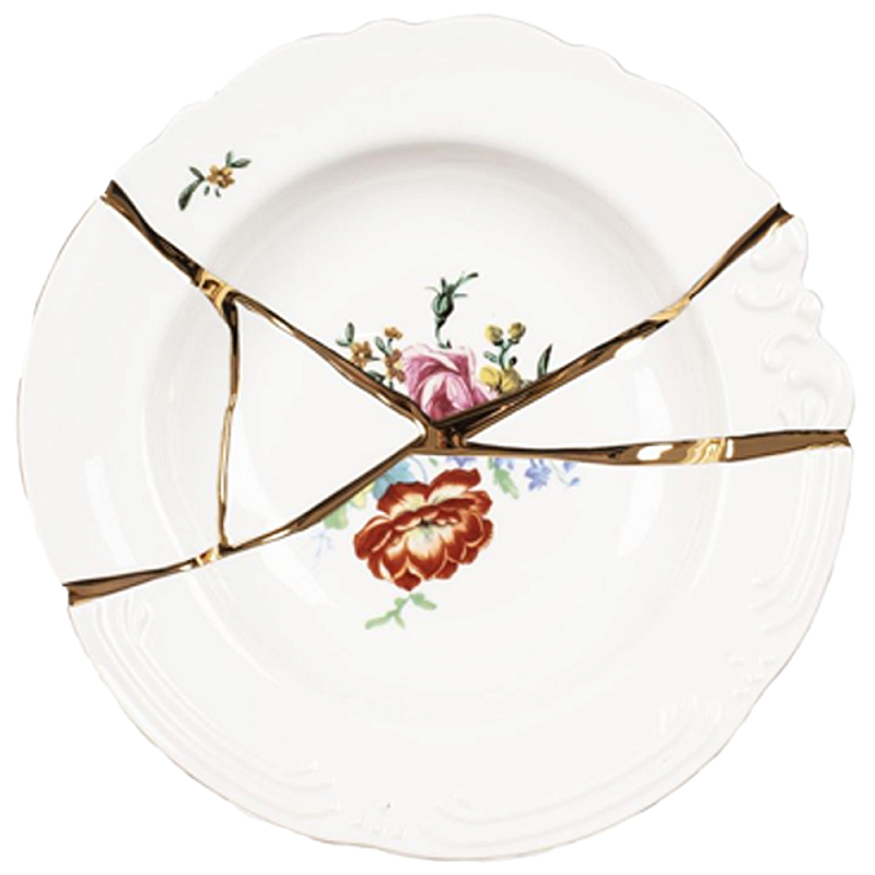 Тарелка глубокая Seletti Kintsugi Белый Золотой Мульти Тарелка глубокая Seletti Kintsugi Белый Золотой Мульти в Тюмени | Loft Concept