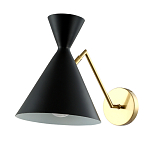 Бра черного цвета с конусообразным плафоном на золотом основании Loft Metal варинант исполнения - 1 | Loft Concept в Тюмени