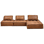 Модульное коричневое кожаное кресло Caron Leather Armchair варинант исполнения - 5 | Loft Concept в Тюмени