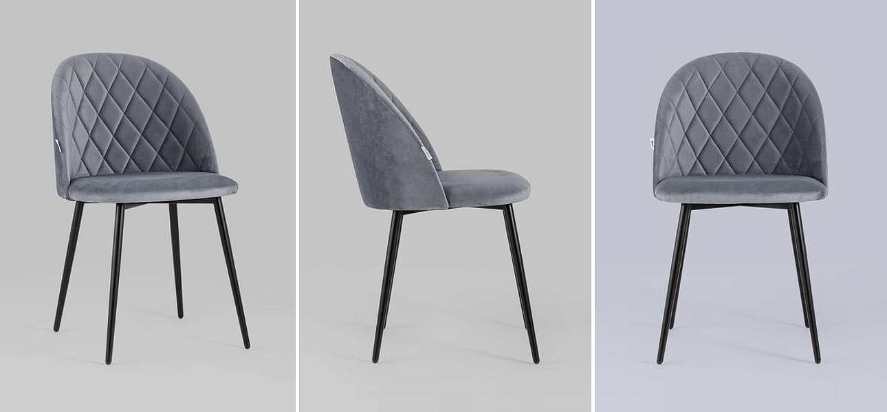 Стул Miruna Rhombus Серый Велюр Стул Miruna Rhombus Серый Велюр - Loft-Concept в Тюмени