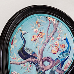 Полукресло из массива бука бирюзовое с изображением птиц и цветов Turquoise Chinoiserie Garden Chair варинант исполнения - 5 | Loft Concept в Тюмени