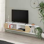 ТВ-тумба подвесная белая с полкой и откидной дверцей цвета древесины TONE TV STAND WHITE варинант исполнения - 3 | Loft Concept в Тюмени