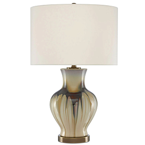 Настольная лампа фарфоровая с тканевым абажуром Caramel 