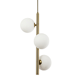 Подвесной светильник с 3-мя сферическими плафонами из матового стекла Pearls Suspension Brass Tube Hanging Lamp варинант исполнения - 1 | Loft Concept в Тюмени