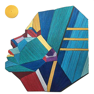 Арт объект на стену из нитей Девушка и Солнце wall panel Girl and Sun