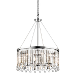 Люстра круглая цвета хром с вертикальными стеклянными трубками и круглыми подвесками Kichler варинант исполнения - 1 | Loft Concept в Тюмени