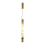 Подвесной светильник цилиндрической формы с плафоном из алебастра и металлическими торцами Латунь 60 см Cryptocrystalline Stone варинант исполнения - 2 | Loft Concept в Тюмени