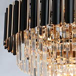 Люстра из черного металла с многоярусными подвесками из прозрачного хрусталя на золотой цепи Empire Black Chandelier Crystal варинант исполнения - 6 | Loft Concept в Тюмени