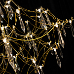 Люстра подвесная с изогнутым металлическим каркасом и множеством хрустальных подвесок Золото Диаметр 80 см Quasar варинант исполнения - 1 | Loft Concept в Тюмени