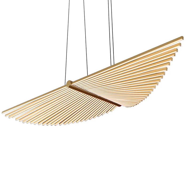 Люстра в виде распахнутых крыльев из тонких металлических планок Flight of Freedom Черный Золотой в Тюмени | Loft Concept 