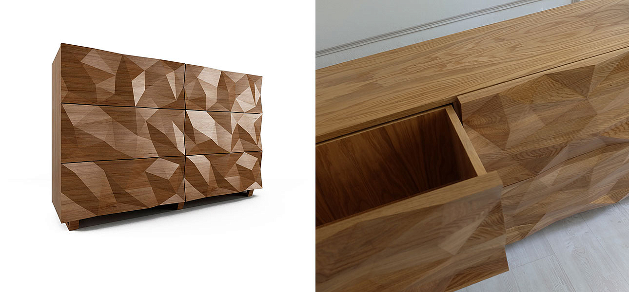 Комод с большими угловыми фигурами, 3 уровня Geometric Greece Комод с большими угловыми фигурами, 3 уровня Geometric Greece - Loft-Concept в Тюмени