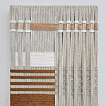 Панно из шнура Бежевая геометрическая абстракция wall panel line beige  варинант исполнения - 1 | Loft Concept в Тюмени