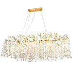 Линейная люстра с круглыми хрустальными подвесками Fairytree Gold Crystal Branches Linear Chandelier  варинант исполнения - 1 | Loft Concept в Тюмени