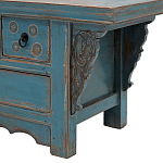 Деревянная ТВ-тумба в китайском стиле с 4-мя ящиками и резным декором голубая Luo Chinese TV Stand Blue варинант исполнения - 3 | Loft Concept в Тюмени