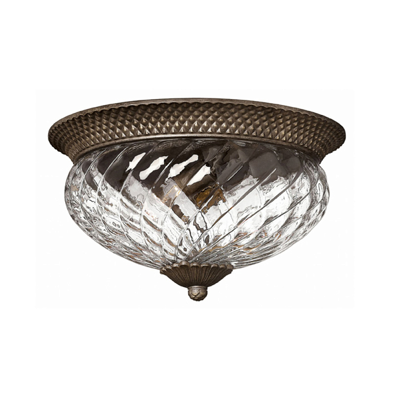 Потолочный светильник с чашеобразным плафоном из толстого волнообразного стекла и широким узорчатым основанием Hinkley Бронза Никель Прозрачное Стекло в Тюмени | Loft Concept 