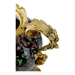 Ваза из фарфора черная с цветочной росписью и бронзовыми элементами Spring Garden варинант исполнения - 2 | Loft Concept в Тюмени