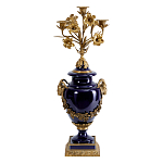 Подсвечник из темно-синего фарфора с бронзовыми элементами и цветами Eden Garden варинант исполнения - 1 | Loft Concept в Тюмени