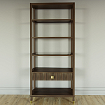 Стеллаж Elsa Dreams Walnut со стеклянными полками и ящиком варинант исполнения - 4 | Loft Concept в Тюмени