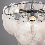 Люстра из белых стеклянных дисков на серебрянном каркасе White Glowing Reflectors варинант исполнения - 5 | Loft Concept в Тюмени