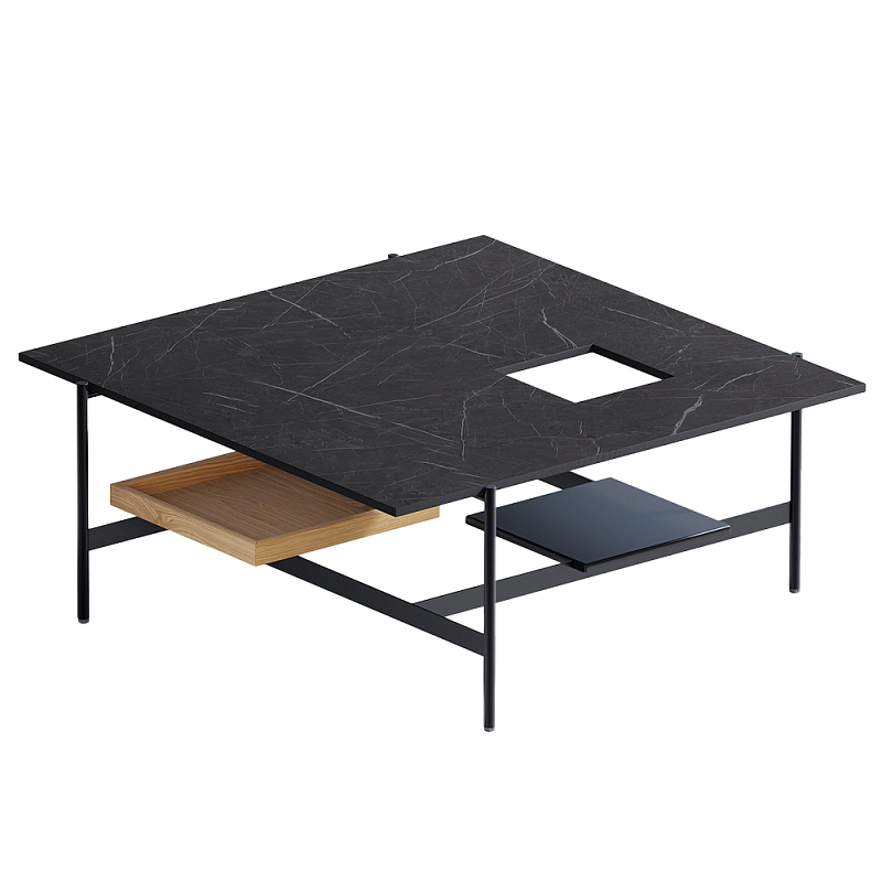 Karat журнальный столик цвета тёмный камень с съемным подносом Серый Черный в Тюмени | Loft Concept 