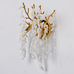 Бра золотого цвета с ветвями и белыми овальными стеклянными подвесками Droplet Chandelier варинант исполнения - 3 | Loft Concept в Тюмени