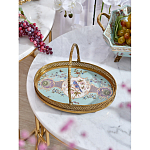 Блюдо овальное с ручкой и голубым фарфоровым дном с цветочным рисунком Blue Garden варинант исполнения - 3 | Loft Concept в Тюмени