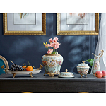 Блюдо овальное из голубого фарфора с ручками в виде бабочек и цветочным рисунком Blue Garden варинант исполнения - 4 | Loft Concept в Тюмени