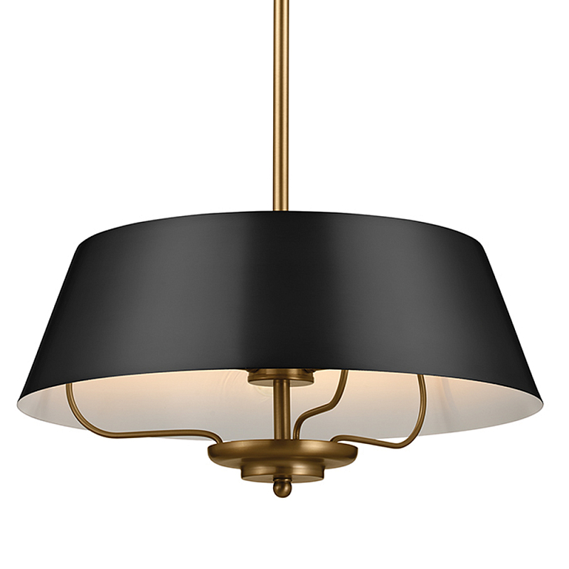 Подвесной светильник с конусовидным металлическим абажуром черного цвета Kichler Латунь Черный в Тюмени | Loft Concept 